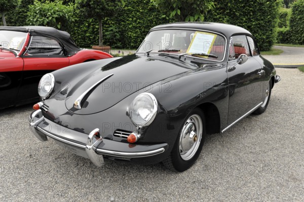 Porsche 356 B Super 90, Classic car, Black historic sports car with retro design presented at a car meeting, Retro Classics meets Baroque, Ludwigsburg, Baden-Württemberg, Germany