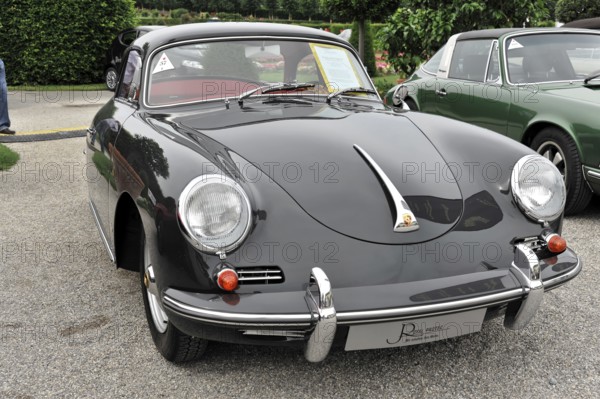 Porsche 356 B Super 90, Classic car, Black classic sports car model with elegant shapes at a car exhibition, Retro Classics meets Baroque, Ludwigsburg, Baden-Württemberg, Germany