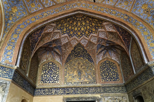 Mausoleum of Itimat-ud-Daula, Tomb, Agra, Uttar Pradesh, India, Asia, Mosaic work with Arabic characters in gold and blue, Jodhpur, Rajasthan, North India