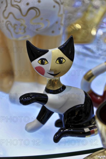 Prague, Czech Republic, Europe, Elegant cat sculpture with a colourful and modern design on a bright background