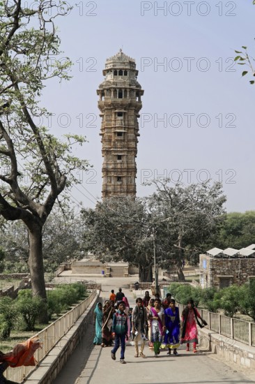 Kota, Rajasthan, North India, Asia, Great Watchtower, People walking on a path under trees, India