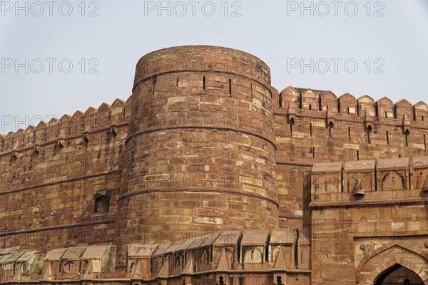 Red Fort, Agra, Uttar Pradesh, India, Defence wall of a historic brick fortress, Jodhpur, Rajasthan, North India