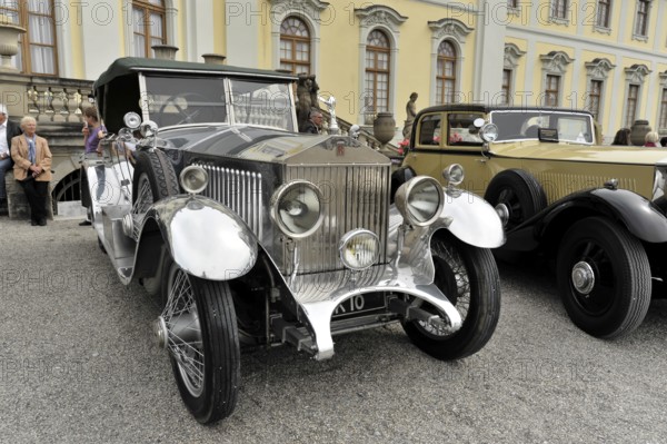 Rolls-Royce Silver Ghost, USA, from model year 1921, Elegant silver-green classic car with open top and classic design, Retro Classics meets Baroque, Ludwigsburg, Baden-Württemberg, Germany
