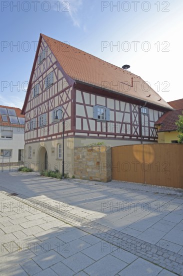 Town hall, half-timbered house, market square, Saal an der Saale, Lower Franconia, Franconia, Bavaria, Germany