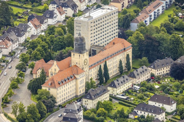 Aerial view, district government Arnsberg, new government Arnsberg and high-rise building, Arnsberg, Ruhr area, North Rhine-Westphalia, Germany, authority, DE, Europe, aerial view, aerial photography, aerial photography, overview, bird's-eye view, overview