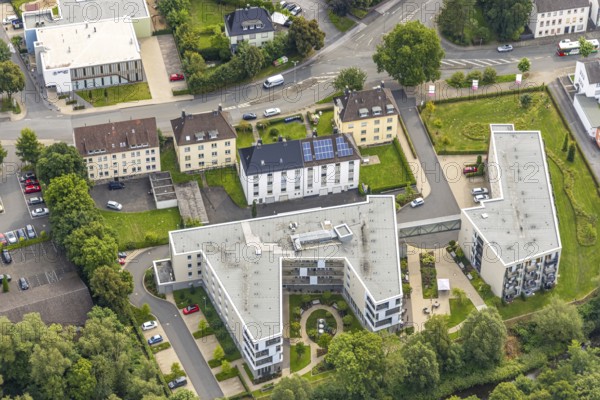 Aerial view, senior citizens' residence Ruhrblick, Obereimer, Arnsberg, Ruhr area, North Rhine-Westphalia, Germany, retirement home, old people's home, care and nursing, DE, Europe, aerial view, aerial photography, aerial photography, care facility, retirement home, senior citizens' residence, retirement home, senior citizens' centre, overview, bird's-eye view, overview