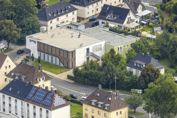 Aerial view, TV Arnsberg SPORTbahnhof Sporthalle, Clemens-August-Straße, Arnsberg, Ruhr area, North Rhine-Westphalia, Germany, DE, Europe, aerial view, aerial photography, aerial photography, sports, sports facilities, sports venue, overview, bird's-eye view, overview