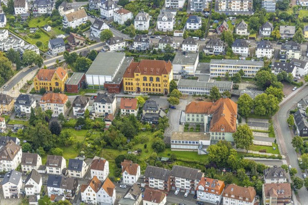 Aerial photo, Johannesschule and VHS Volkshochschule, Arnsberg, Ruhr area, North Rhine-Westphalia, Germany, education, educational institution, DE, Europe, educational institute, aerial photography, aerial photography, aerial photography, school, overview, VHS, bird's eye view, birds-eyes view, overview