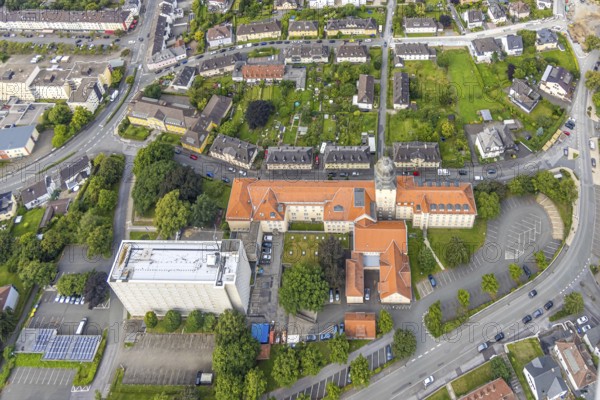 Aerial view, district government Arnsberg, new government Arnsberg and high-rise building, Arnsberg, Ruhr area, North Rhine-Westphalia, Germany, authority, DE, Europe, aerial view, aerial photography, aerial photography, overview, bird's-eye view, overview