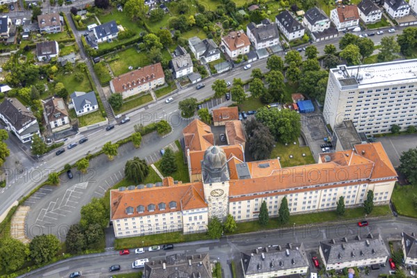 Aerial view, district government Arnsberg, new government Arnsberg and high-rise building, Arnsberg, Ruhr area, North Rhine-Westphalia, Germany, authority, DE, Europe, aerial view, aerial photography, aerial photography, overview, bird's-eye view, overview
