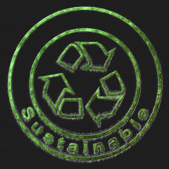 Sustainable Green Symbol Drawn on Black Background