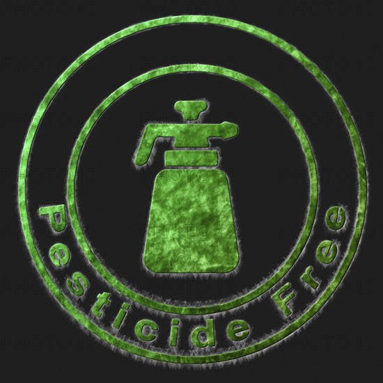 Pesticide Free Green Symbol Drawn on Black Background