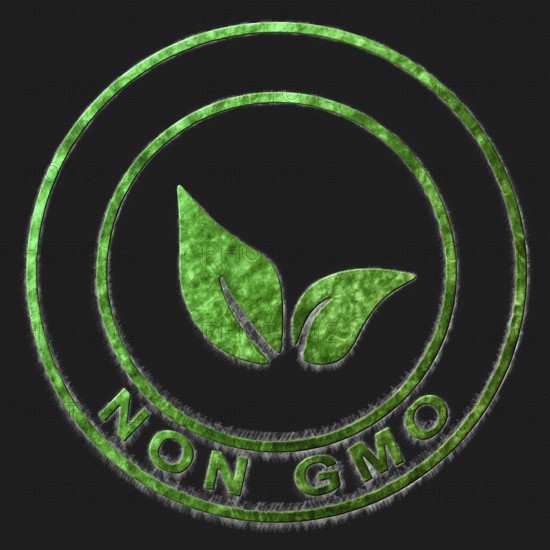 Non Gmo Green Symbol Drawn on Black Background