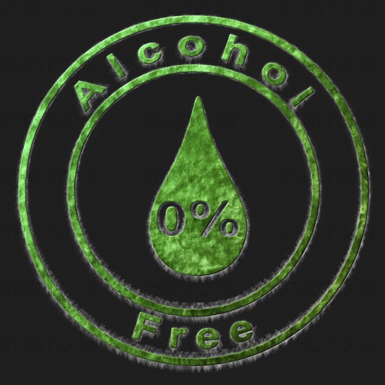 Alcohol Free Green Symbol Drawn on Black Background