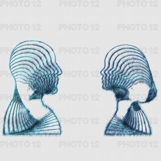 Male and Female Silhouette, Emotional Connection Concept, Psychology