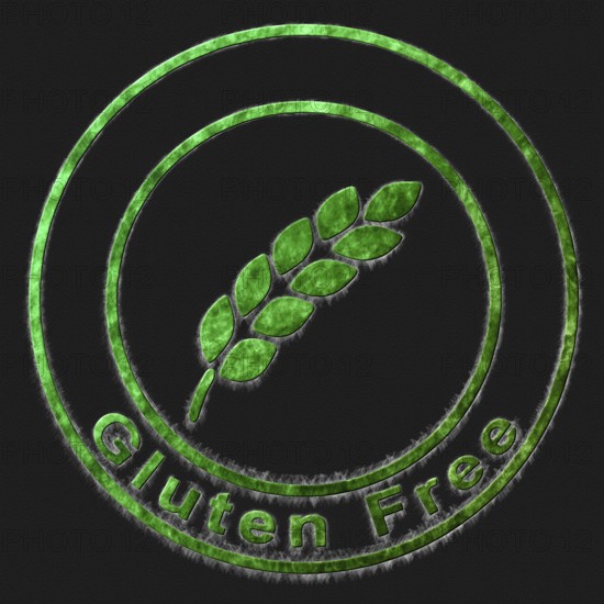 Gluten Free Green Symbol Drawn on Black Background