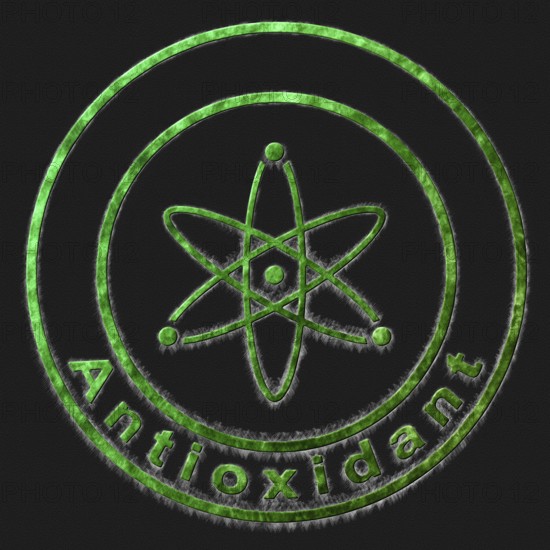Antioxidant Green Symbol Drawn on Black Background