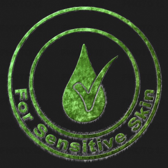 For Sensitive Skin Green Symbol Drawn on Black Background