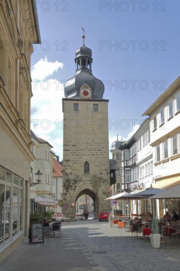 Historic Spitaltor built ca. 14th century, city gate, city tower, Coburg, Upper Franconia, Franconia, Bavaria, Germany