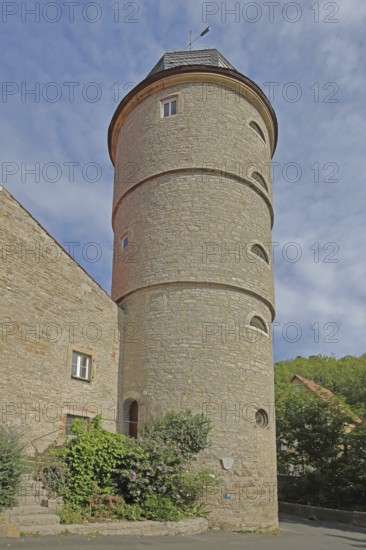White Tower, former defence defence tower of the town fortifications, Marktbreit, Lower Franconia, Franconia, Bavaria, Germany