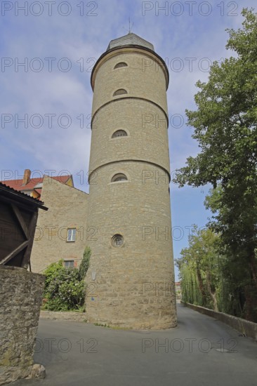 White Tower, former defence defence tower of the town fortifications, Marktbreit, Lower Franconia, Franconia, Bavaria, Germany