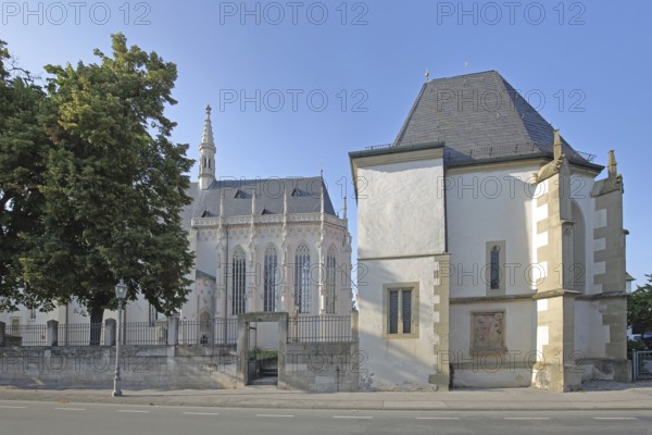 Late Gothic knights' chapel, Marienkapelle and Spitalkapelle, Heilig-Geist-Kirche, Haßfurt, Lower Franconia, Franconia, Bavaria, Germany