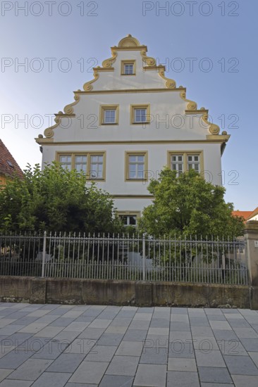 Catholic rectory with stepped gable and tail gable, Haßfurt, Lower Franconia, Franconia, Bavaria, Germany