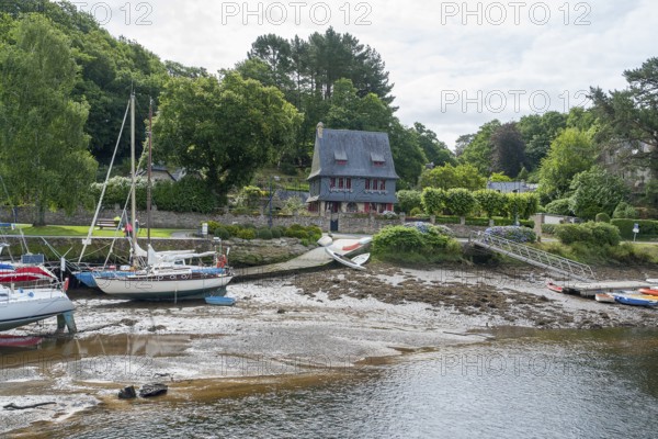 Waterside scenery at Pont-Aven, a commune in the Finistere department of Brittany in northwestern France