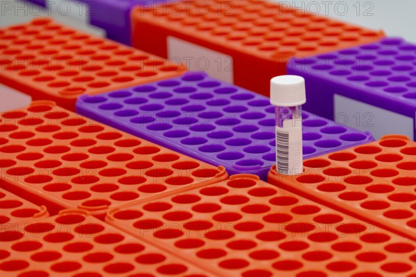 Closeup shot of medical sample racks