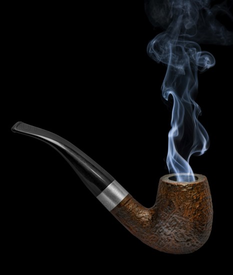 Smoking tobacco pipe made of briar wood in black back