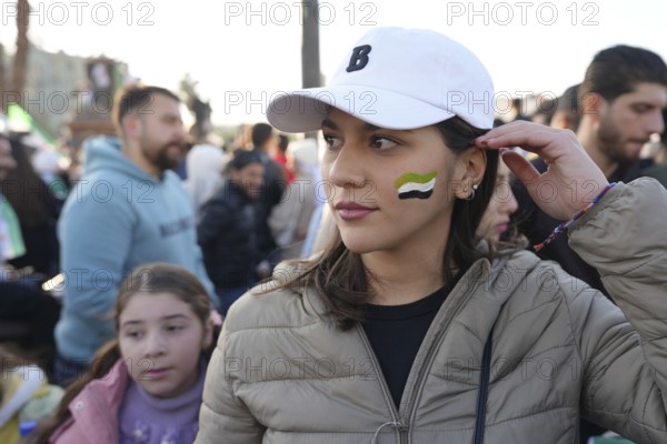 Thousands of Syrians take to public squares and main streets waving the revolutionary flag and chanting slogans to mark the downfall of Bashar al-Assad's regime and his escape to Russia. Damascus, Syria. December 8, 2024, Damascus, Damascus, Syria