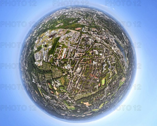 Aerial view, residential area, view of the district of Hörde with Phoenix Lake, commercial area technology park and service location Phoenix West, Dortmund-Hörde railway station, globe, fisheye image, fisheye image, 360 degree image, tiny world, little planet, fisheye image, Hörde, Dortmund, Ruhr area, North Rhine-Westphalia, Germany, excursion destination, DE, Europe, fisheye lens, fisheye lens, commercial settlement, commercial enterprises, commercial area, commercial area, commercial property, commercial park, commercial location, commercial use, industrial area, industrial location, Little Planet, aerial view, aerial photography, aerial photography, local recreation area, Phoenix Lake, Phoenix Lake, lake, district Hörde, super wide-angle lens, Tiny World, overview, bird's eye view, living with lake view, residential area, birds-eyes view, former steelworks area Phoenix-East, fisheye lens, insta360 camera, overview