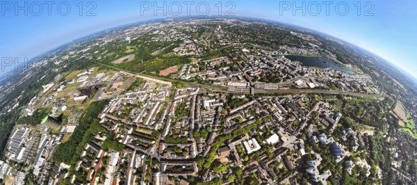 Aerial view, residential area, view of the district of Hörde with Phoenix Lake, commercial area technology park and service location Phoenix West, Dortmund-Hörde railway station, globe, fisheye image, fisheye image, 360 degree image, tiny world, little planet, fisheye image, Hörde, Dortmund, Ruhr area, North Rhine-Westphalia, Germany, excursion destination, DE, Europe, fisheye lens, fisheye lens, commercial settlement, commercial enterprises, commercial area, commercial area, commercial property, commercial park, commercial location, commercial use, industrial area, industrial location, Little Planet, aerial view, aerial photography, aerial photography, local recreation area, Phoenix Lake, Phoenix Lake, lake, district Hörde, super wide-angle lens, Tiny World, overview, bird's eye view, living with lake view, residential area, birds-eyes view, former steelworks area Phoenix-East, fisheye lens, insta360 camera, overview