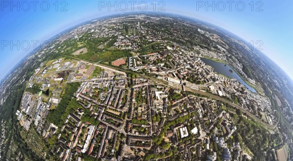 Aerial view, residential area, view of the district of Hörde with Phoenix Lake, commercial area technology park and service location Phoenix West, Dortmund-Hörde railway station, globe, fisheye image, fisheye image, 360 degree image, tiny world, little planet, fisheye image, Hörde, Dortmund, Ruhr area, North Rhine-Westphalia, Germany, excursion destination, DE, Europe, fisheye lens, fisheye lens, commercial settlement, commercial enterprises, commercial area, commercial area, commercial property, commercial park, commercial location, commercial use, industrial area, industrial location, Little Planet, aerial view, aerial photography, aerial photography, local recreation area, Phoenix Lake, Phoenix Lake, lake, district Hörde, super wide-angle lens, Tiny World, overview, bird's eye view, living with lake view, residential area, birds-eyes view, former steelworks area Phoenix-East, fisheye lens, insta360 camera, overview