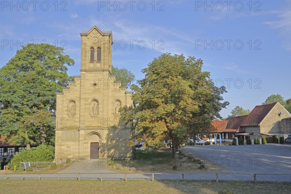 Neo-Romanesque St Boniface built 11th century, castle chapel, inner courtyard, Salzburg Castle, Bad Neustadt an der Saale, Rhön, Lower Franconia, Franconia, Bavaria, Germany