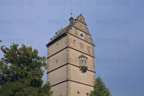 Historic Hohntor gate built in 1580, landmark, town gate, gate tower, Bad Neustadt an der Saale, Rhön, Lower Franconia, Franconia, Bavaria, Germany