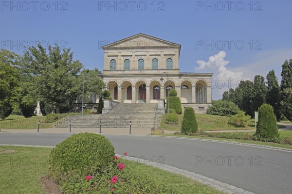 Classicist Kursaal building with open staircase, state spa, Bad Brückenau, Rhön, Bavaria, Germany