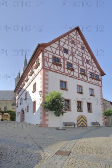 Town hall built in 1543, half-timbered house, market square, Zeil am Main, Lower Franconia, Franconia, Bavaria, Germany