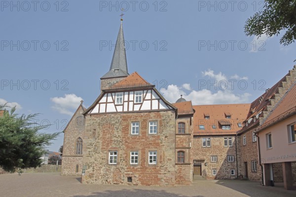 Monastery and Ulrich-von-Hutten-Gymnasium, monastery church, Schlüchtern, Vogelsberg, Hesse, Germany