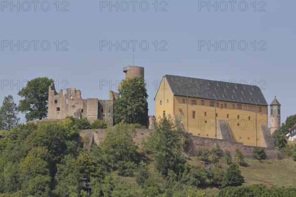Schwarzenfels Castle built in the 13th century, tower, Schwarzenfels, Sinntal, Hesse, Germany