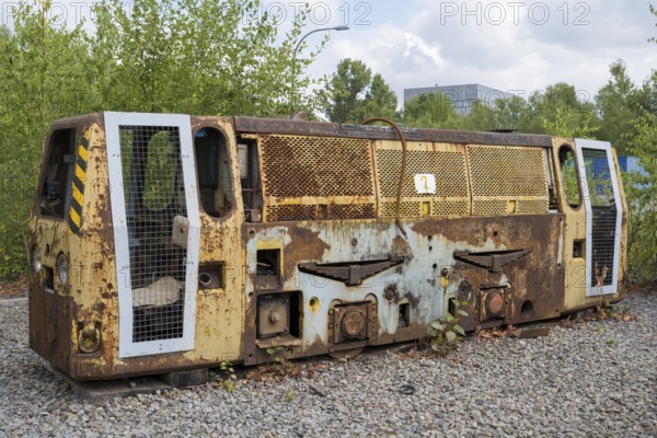 Diesel locomotive RD 4, mining machinery, Zollverein Coal Mine Industrial Complex, UNESCO World Heritage Site, Essen, Ruhr area, North Rhine-Westphalia, Germany