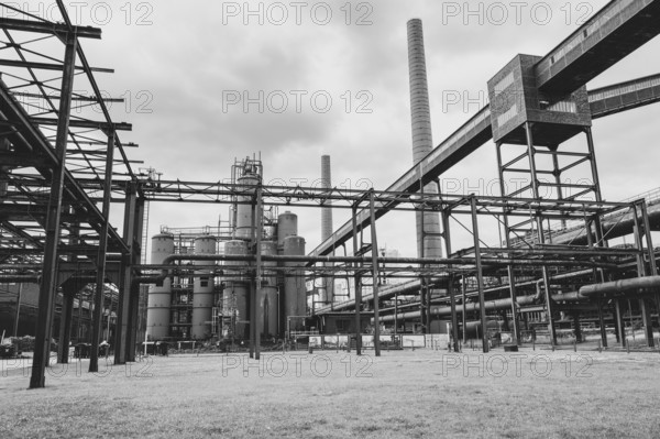 Pre-coolers and chimneys on the site of the coking plant, Zollverein Coal Mine Industrial Complex, UNESCO World Heritage Site, Route of Industrial Heritage, Essen, Ruhr area, North Rhine-Westphalia, Germany