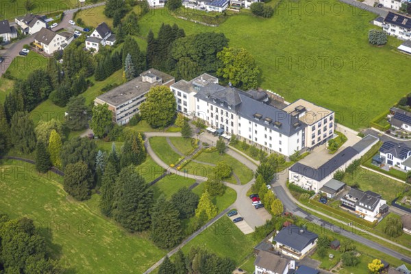 Aerial view, Elisabeth-Heim retirement home, Glösingen, Arnsberg, Ruhr area, North Rhine-Westphalia, Germany, retirement home, nursing home, care and nursing, DE, Europe, aerial view, aerial photography, aerial photography, care facility, retirement home, retirement residence, retirement home, senior centre, overview, bird's-eye view, birds-eyes view, overview