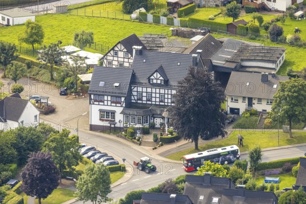 Aerial view, Landgasthof Hoffmann in Rumbeck, Arnsberg, Ruhr area, North Rhine-Westphalia, Germany, café, DE, food and drink, Europe, inn, restaurant, gastronomy, aerial view, aerial photography, aerial photography, restaurant, overview, bird's-eye view, overview