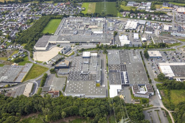 Aerial view, commercial area Westring, Bruchhausen, Arnsberg, Ruhr area, North Rhine-Westphalia, Germany, DE, Europe, commercial enterprises, commercial area, commercial area, commercial property, commercial park, commercial location, commercial use, industrial area, industrial location, aerial photograph, aerial photography, aerial photography, overview, bird's-eye view, overview