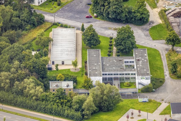Aerial photo, Sauerland-Hellweg-Kolleg SHK, Hüsten, Arnsberg, Ruhr area, North Rhine-Westphalia, Germany, vocational school, education, educational institution, DE, Europe, educational institute, aerial photo, aerial photography, aerial photography, school, overview, bird's eye view, birds-eyes view, overview