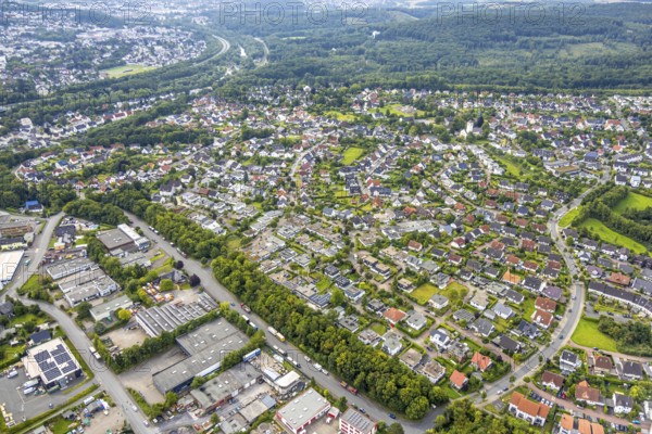 Aerial view, residential area, view of Bergheim, Arnsberg, Ruhr area, North Rhine-Westphalia, Germany, DE, Europe, property tax, real estate, aerial view, aerial photography, aerial photography, overview, bird's-eye view, residential complex, living and living, residential area, residential quality, residential neighbourhood, housing estate, residential district, birds-eyes view, overview