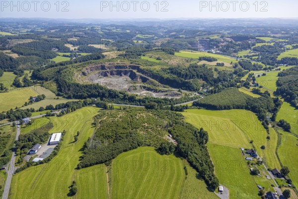 Aerial view, greywacke quarry, Bleche, Drolshagen, Sauerland, North Rhine-Westphalia, Germany, DE, Europe, Gummersbach, aerial view, aerial photography, aerial photography, Ruhr area, quarry, overview, bird's-eye view, overview