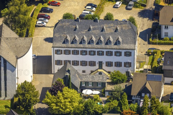 Aerial view, old monastery, former Cistercian abbey, Drolshagen, Sauerland, North Rhine-Westphalia, Germany, DE, Europe, monastery, aerial view, aerial photography, aerial photography, Ruhr area, overview, bird's eye view, birds-eyes view, overview