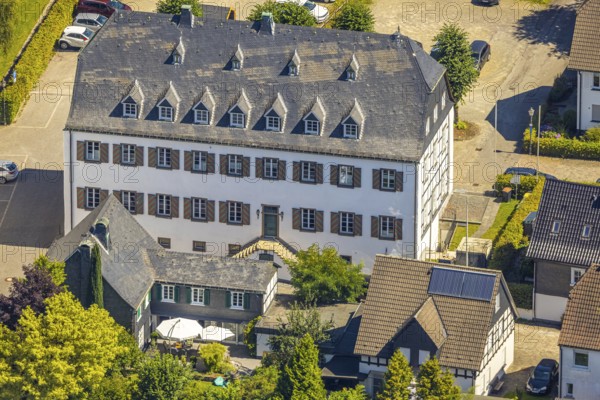 Aerial view, old monastery, former Cistercian abbey, Drolshagen, Sauerland, North Rhine-Westphalia, Germany, DE, Europe, monastery, aerial view, aerial photography, aerial photography, Ruhr area, overview, bird's eye view, birds-eyes view, overview